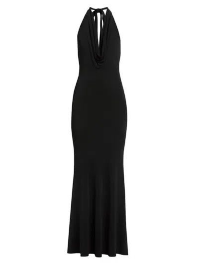 Alice And Olivia Alice + Olivia Electra Crystal Chain Cowl Maxi Dress In Black