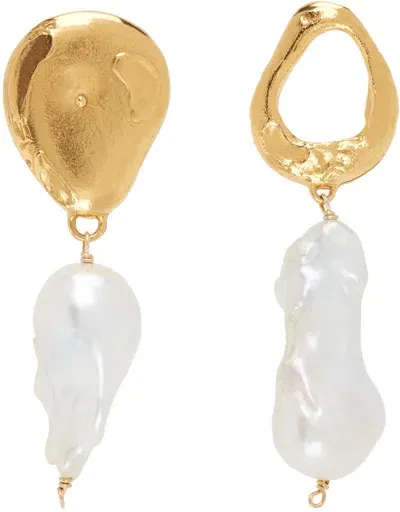 Alighieri Gold & White 'the Infernal Storm' Earrings In 24kt Gold Plated