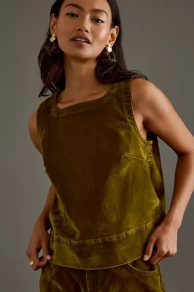 Aligne Prose Sleeveless Denim Top In Green