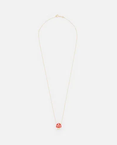 Aliita 9k Gold Amanita Red W/white Pois Necklace