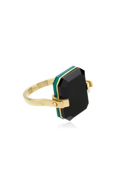 Aliita 9k Yellow Gold Agate Ring In Multi