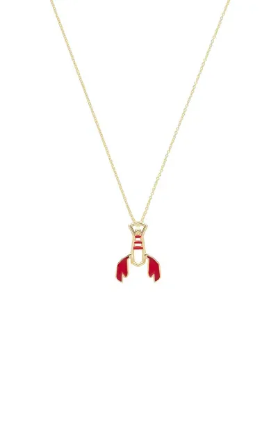 Aliita Langosta 9k Yellow Enamel Necklace In Red