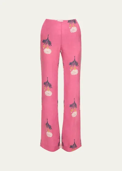 Alix Of Bohemia Charlie Hibiscus Rose Pants In Orange