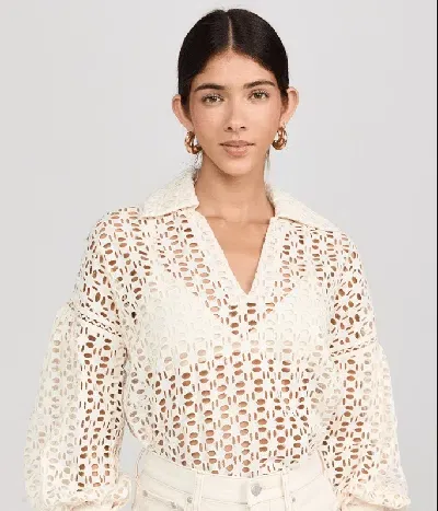 Alix Of Bohemia Dylan Clover Eyelet Top Pearl