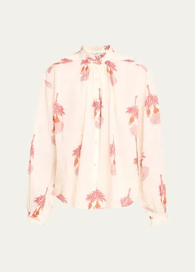 Alix Of Bohemia Poet Floral-print Cotton-voile Blouse In Ivory