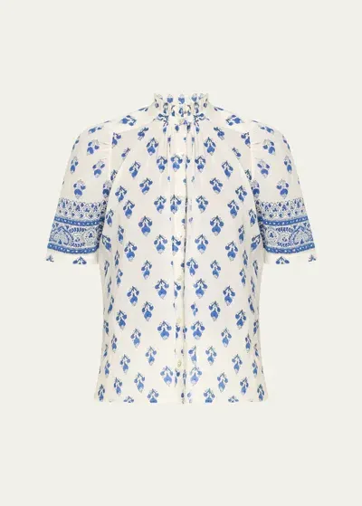 Alix Of Bohemia Winnie Indigo Bhutti Shirt In Ivory