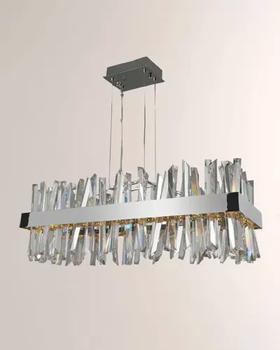 Allegri Crystal By Kalco Lighting Glacier 36" Led Rectangular Island In Polished Chrome