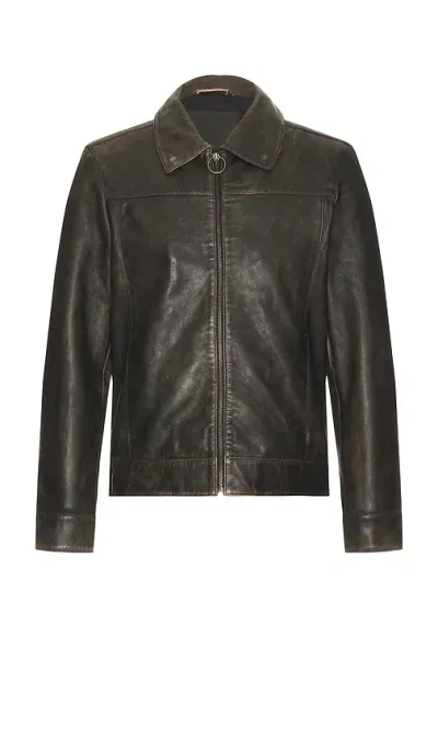 Allsaints Alkan Leather Jacket In 빈티지 블랙