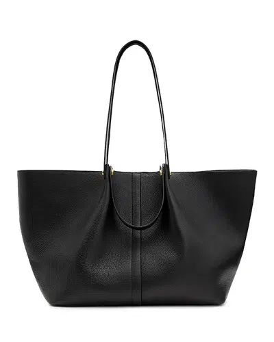 Allsaints Allington East West Leather Tote In Black/gold