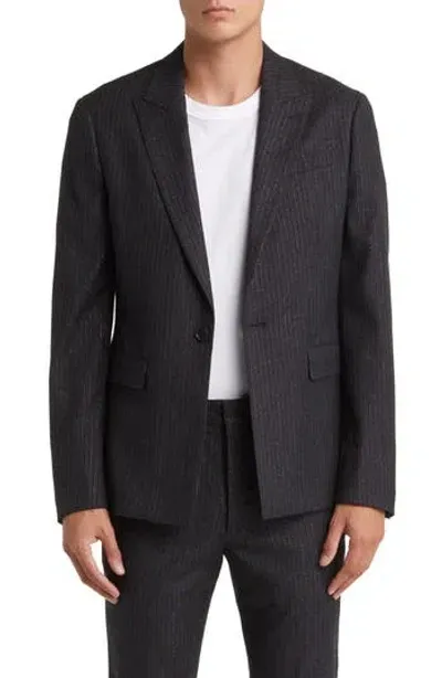 Allsaints Androm Metallic Pinstripe Blazer In Charcoal Grey