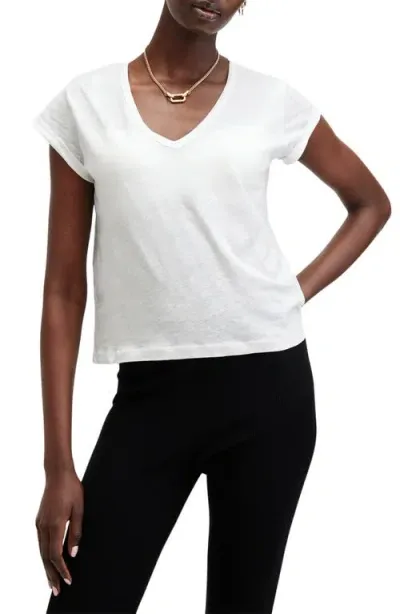 Allsaints Anna V-neck Cotton T-shirt In White