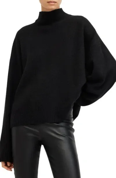 Allsaints Asha Oversize Mock Neck Sweater In Black