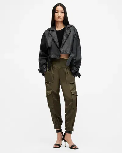 Allsaints Astarte Tapered Leg Trousers In Green