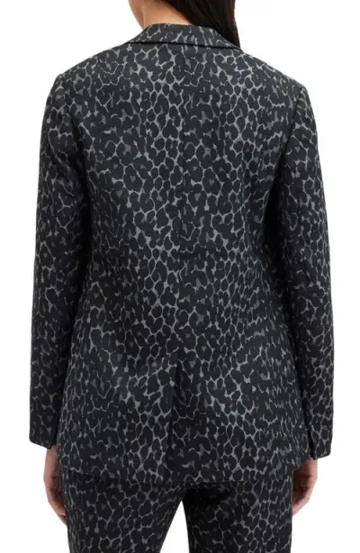 Allsaints Aurora Animal Print Blazer In Leopard Grey/black