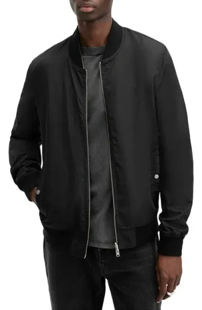 Allsaints Bassett Reversible Bomber Jacket In Black/khaki Brown