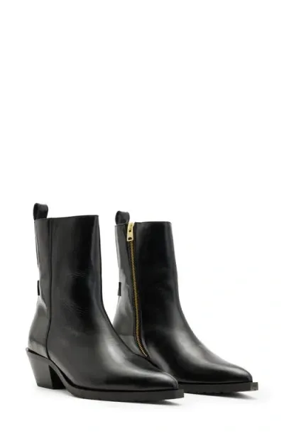 Allsaints Bazely Bootie In Black Shine