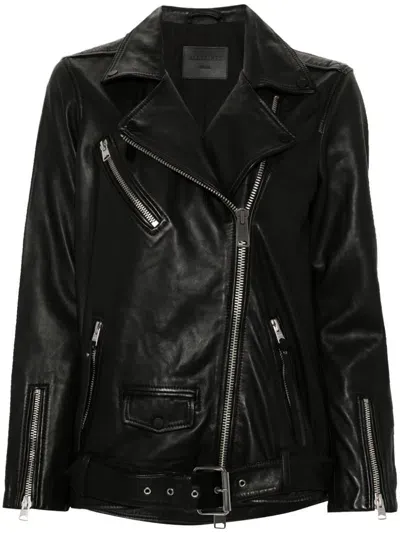 Allsaints Billie Leather Biker Jacket In 黑色