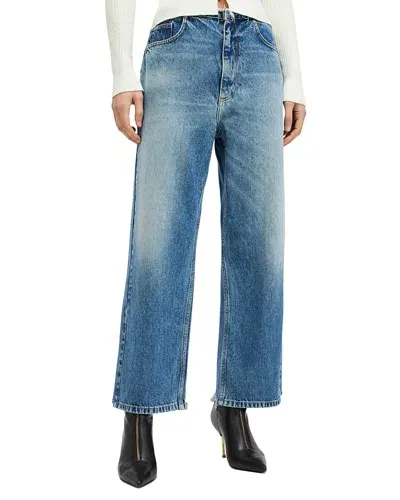 Allsaints Blake High Rise Wide Leg Jeans In Mid Indigo