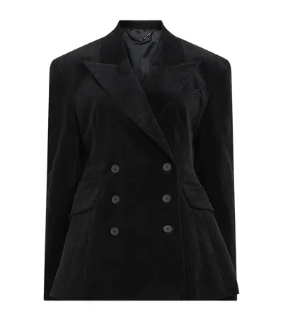 Allsaints Cotton Corduroy Double-breasted Sevenh Blazer In Black