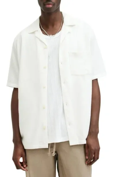 Allsaints Cudi Camp Shirt In Oatmeal White