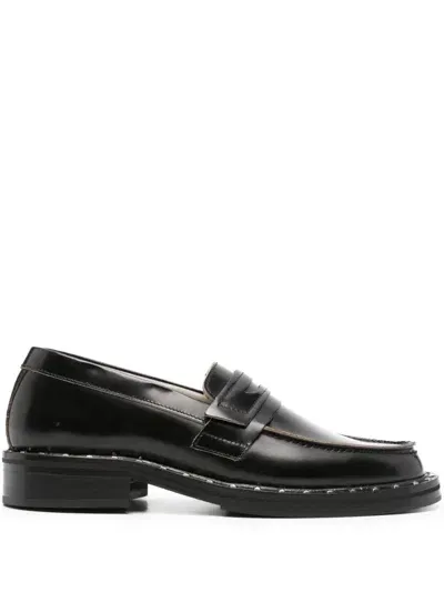 Allsaints Dalias Stud-detailing Penny Loafers In Black