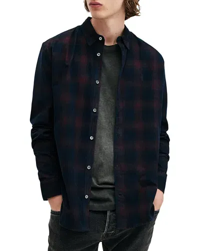 Allsaints Daybreaker Long Sleeve Shirt In Navy Blue