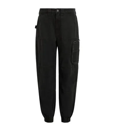 Allsaints Denim Florence Cargo Trousers In Washed Black