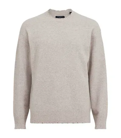 Allsaints Distressed Luka Sweater In Beige