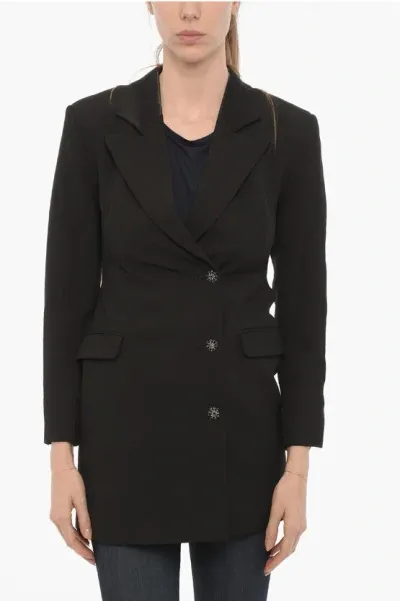 Allsaints Double Breasted Erykah Blazer With Flap Pockets And Jewels B In Black