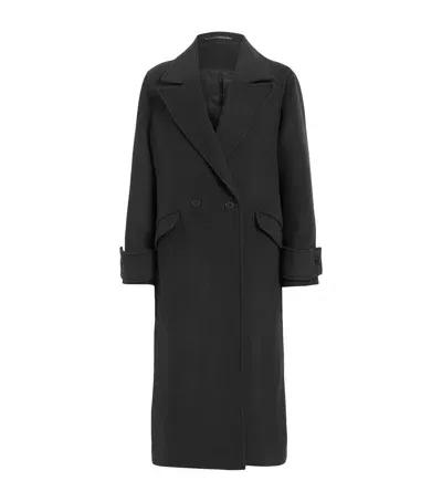 Allsaints Double-breasted Mabel Coat In Black