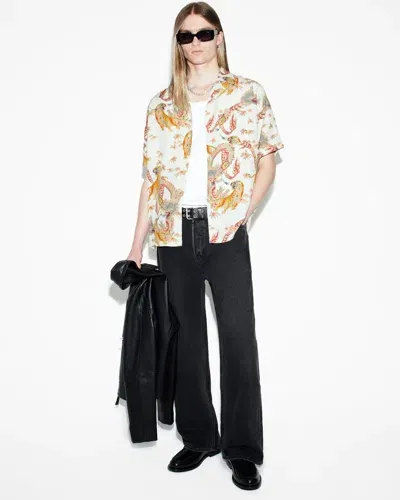 Allsaints Dragon Relaxed Fit Printed Shirt In Off White