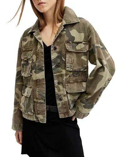 Allsaints Elm Camo Jacket In Camo Green