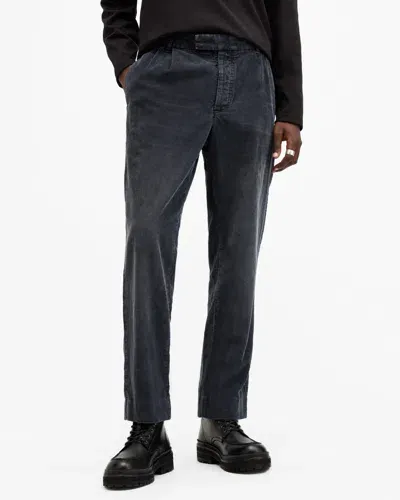 Allsaints Elm Corduroy Straight Fit Pants In Faded Black