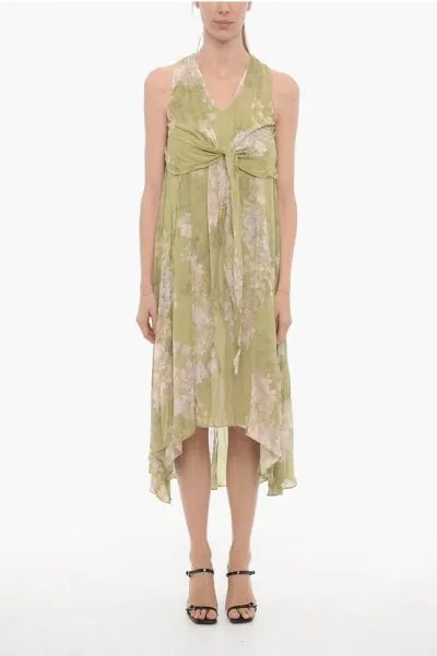 Allsaints Floral-motif Asymmetrical Cut Capri Venetia Maxi Dress In Green