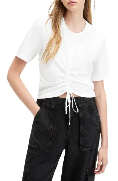 Allsaints Gia Ruched T-shirt In White