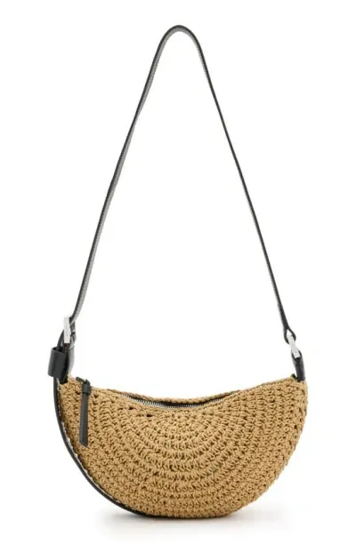 Allsaints Half Moon Knot Crossbody Bag In Almond