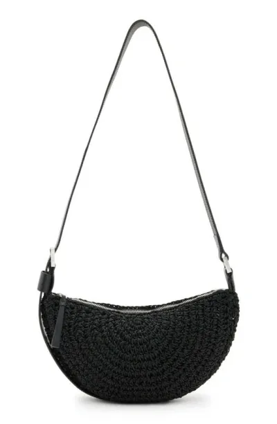 Allsaints Half Moon Knot Crossbody Bag In Black