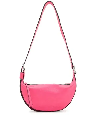 Allsaints Half Moon Leather Crossbody Bag In Pink