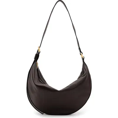 Allsaints Half Moon Leather Shoulder Bag In Bitter Brown