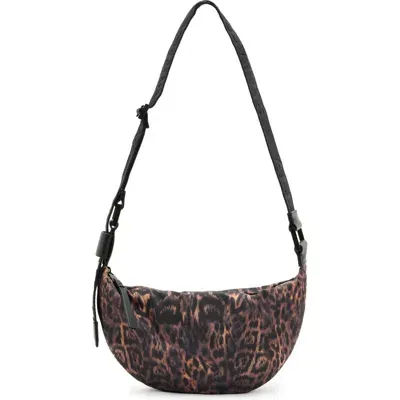 Allsaints Half Moon Nylon Crossbody Bag In Carcle Leopard