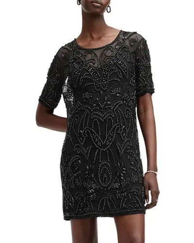 Allsaints Hania Embellished Dress In Black