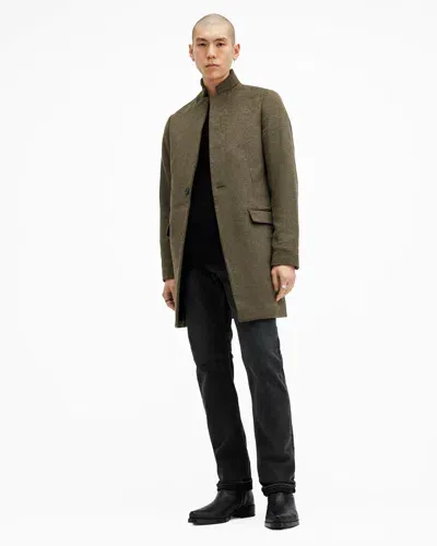 Allsaints Hargrove Slim Fit Wool Blend Coat In Neo Green Marl