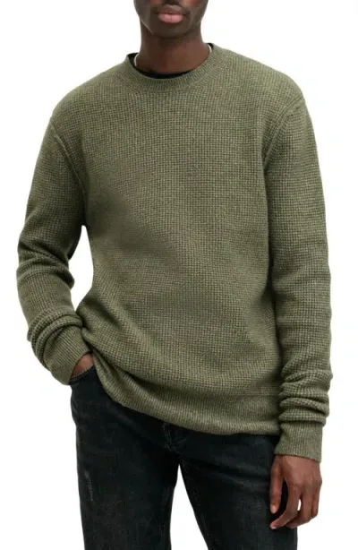 Allsaints Hatten Waffle Stitch Sweater In Bancha Green