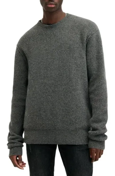 Allsaints Hatten Waffle Stitch Sweater In Charcoal Grey