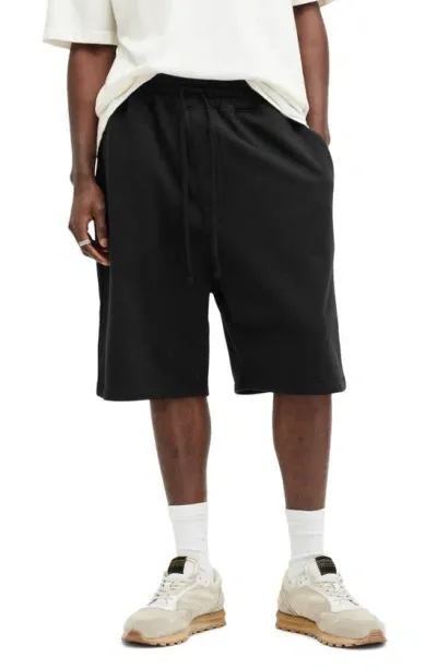 Allsaints Haydon Cotton Sweat Shorts In Washed Black