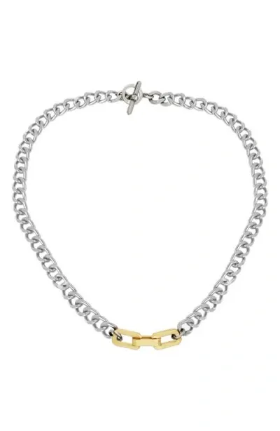 Allsaints Hex Charm Collar Necklace In Gold/silver