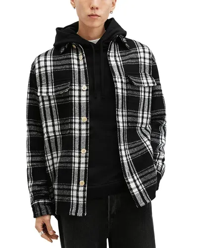 Allsaints Imber Cotton Check Relaxed Fit Shirt Jacket In Black/ecru White