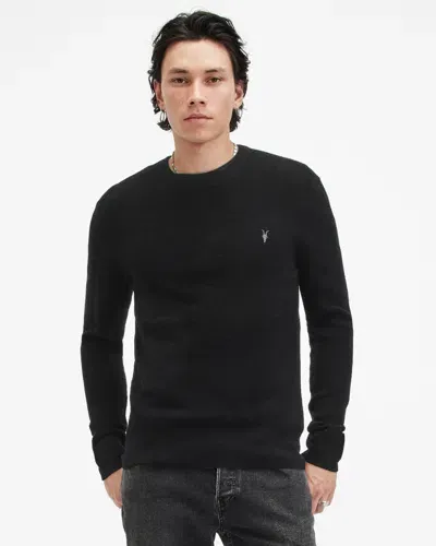 Allsaints Ivar Merino Crew Neck Ramskull Sweater In Black