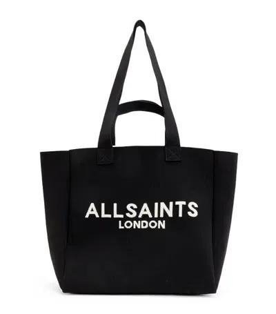 Allsaints Izzy Logo-print Recycled-polyester Tote Bag In Schwarz