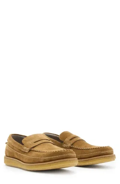 Allsaints Mens Tan Jago Slip-on Leather Loafers